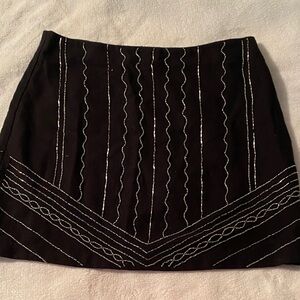 Zara Black Mini Skirt with White Accents